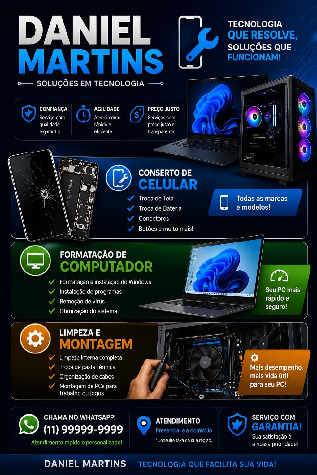 Serviço de Manutenção de Smartphone e Formatação e Montagem de Computadores