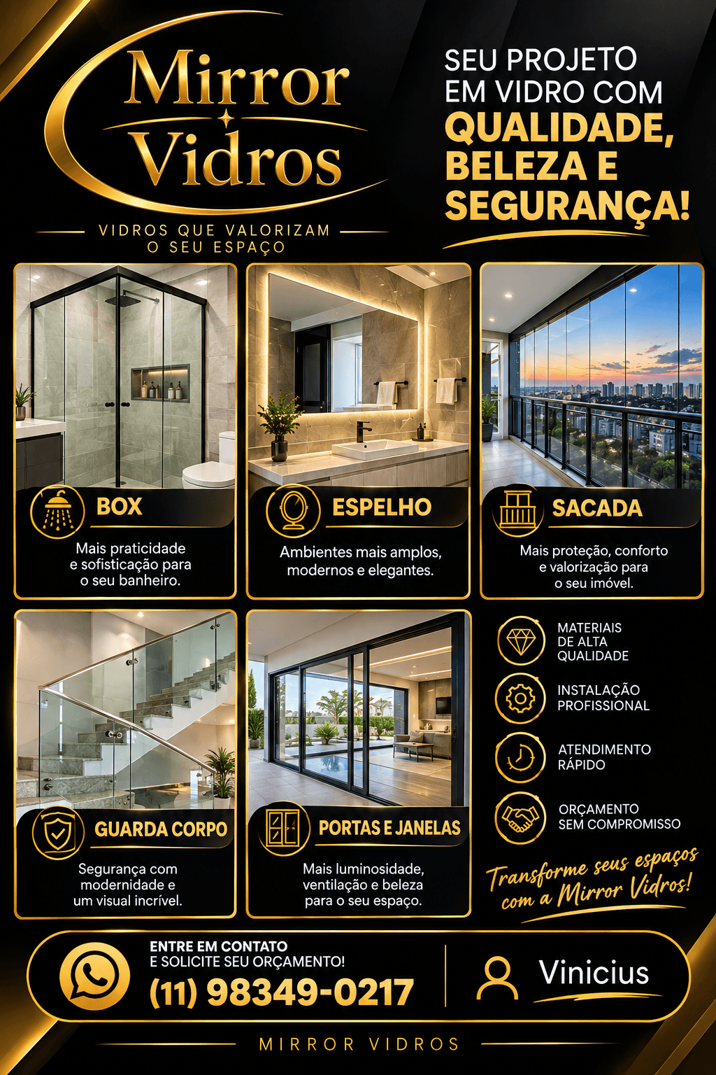 Vidraçaria em geral