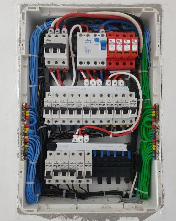 Quadro de distribuição trifásico